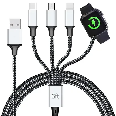 4 in 1 Multi USB TapeC Charging Cable Watch Charger Fast Magnetic Charging Cable for iWatch Universal Splitter Charging Cord