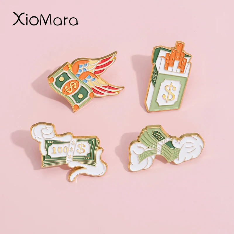 Die Macht des Geldes Emaille Pins benutzer definierte machen ein Vermögen Dollar Geld erhalten reiche Broschen Revers Abzeichen Schmuck Geschenk für besten Freund Image