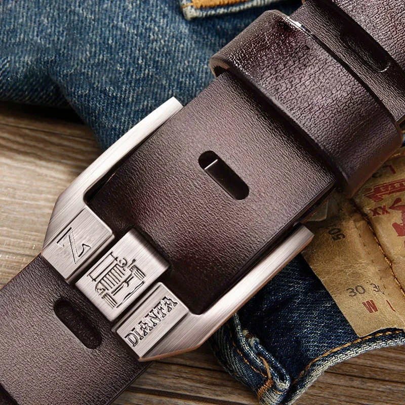 130CM Leder Rindsleder herren Gürtel Mode Metall Legierung Pin Schnalle Erwachsene Luxus Marke Jeans Business Casual Taille Männlich strap Marke Image