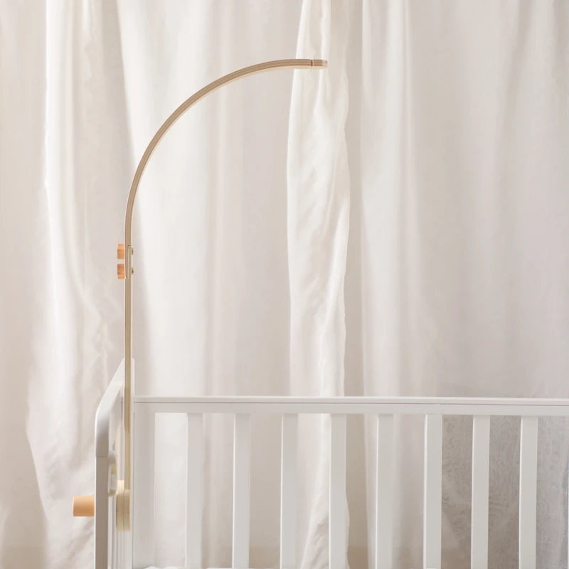 Baby Holz Bett Glocke Biegung Halterung Mobile Hängen Rasseln Spielzeug Neugeborenen Musik Box Halter Halterung Infant Krippe Spielzeug Arm Halterung Geschenke Image