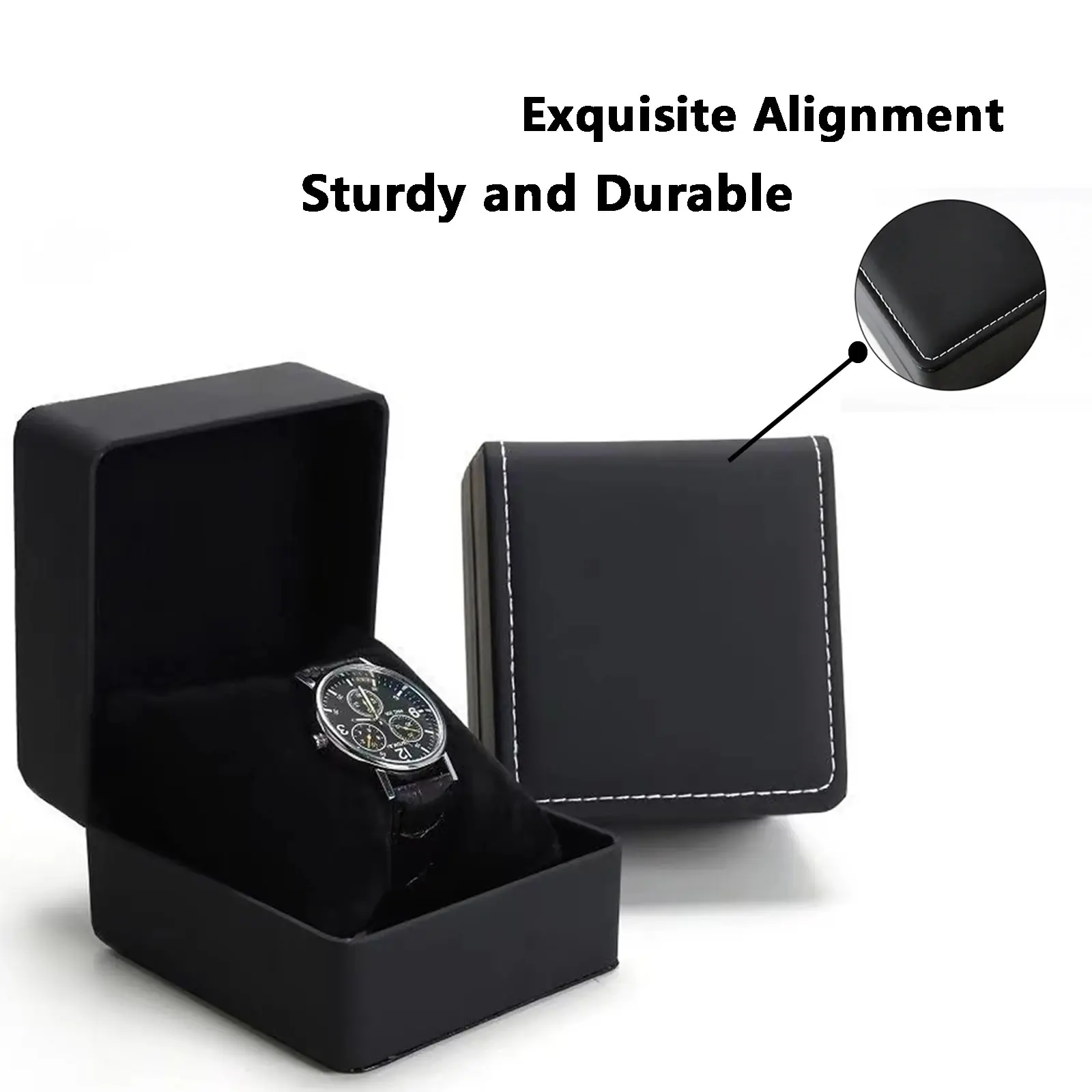 Coffret cadeau de montre unique avec oreiller, présentoir de montre-bracelet en cuir PU, organisateur pour hommes