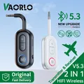 VAORLO Trasmettitore audio Bluetooth 5.3 2 in 1 Ricevitore 3,5 mm AUX Adattatore wireless per musica stereo Hi-Fi con microfono per altoparlante per cuffie per auto, aereo, TV, PC