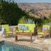 4-Piece Outdoor Acacia Wood Sofa Set, Includes Loveseat, Chairs, and Coffee Table, Conversation Set, Dining Set, Light Green