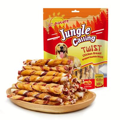 TEMU Jungle Calling Dog Treats, Wrapped Sticks, Grain-free Training Rewards Chews For Small And Medium Puppy