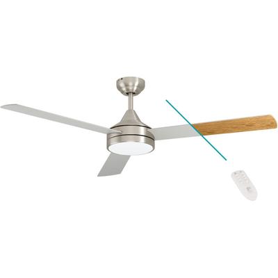 Deckenventilator sesimbra, 3 Flügel Ventilator mit Licht, nickel, Wendeflügel aus Holz Eiche oder Image