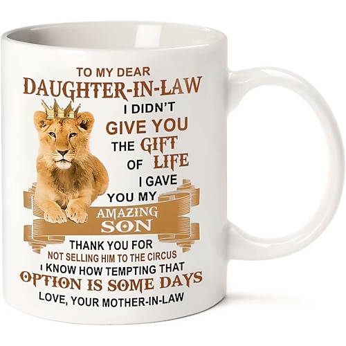 Ich habe dir meinen wunderbaren Sohn geschenkt – das beste Geschenk für die Schwiegertochter, 325 ml Keramiktasse – weißes Geschenk für Freunde – ideal für Kaffee, Tee und Schokolade Image