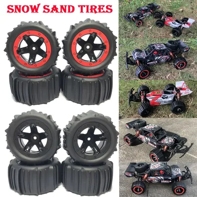 4Pcs Snow Sand Tires Tyre Wheel for SCY 16102 16101 16103 Wltoys 144001 144010 SG116 MJX Hyper Go