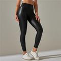 Per donna Leggings da yoga Vita Alta Yoga Allenamento in Palestra Pilates Collant Nero Giallo Rosso Finta pelle Gli sport Abbigliamento sportivo Elasticizzato Taglia piccola