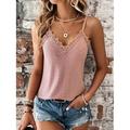Top Canotta da Donna Bianca Gialla Rosa Piatta Pizzo Tagliato Strettamente Moda Spag Vestibilità Normale S