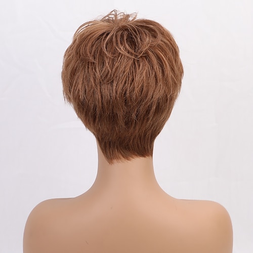 Capelli umani di Remy Parrucca Corto Liscio Diritto naturale Taglio medio corto Taglio corto spettinato Parte laterale Taglio scalato Nero Marrone Da donna Di tendenza Attaccatura dei capelli naturale