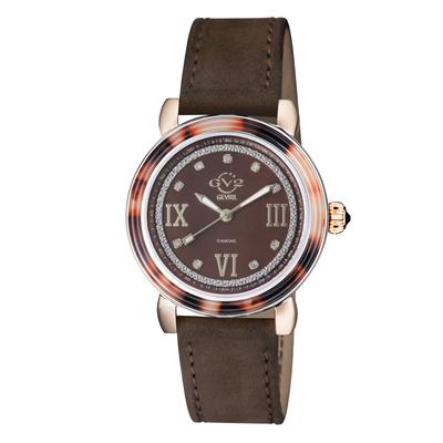 GV2 Frauen Marsala Schildpatt Schweizer Quarz braun Perlmutt Zifferblatt zwei Tone SS/IP RG Armbanduhr