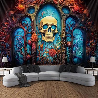 Halloween Skull Hanging Tapestry Day of Dead Mexican Wall Art Large Tapestry Mural Decor Photograph Backdrop Blanket Curtain Home Bedroom Living Room Decoration