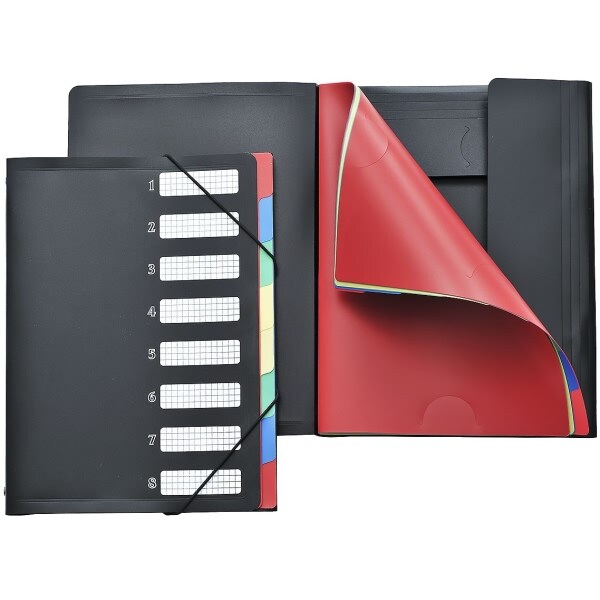 FolderSys Ordnungsmappe A4 PP 8 Fächer 3 Klappen schwarz Image