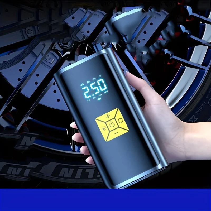 Kabelloser Auto-Luftkompressor, elektrische Reifenfüllpumpe, geeignet für Motorrad, Fahrrad, Boot, Autoreifenball Image