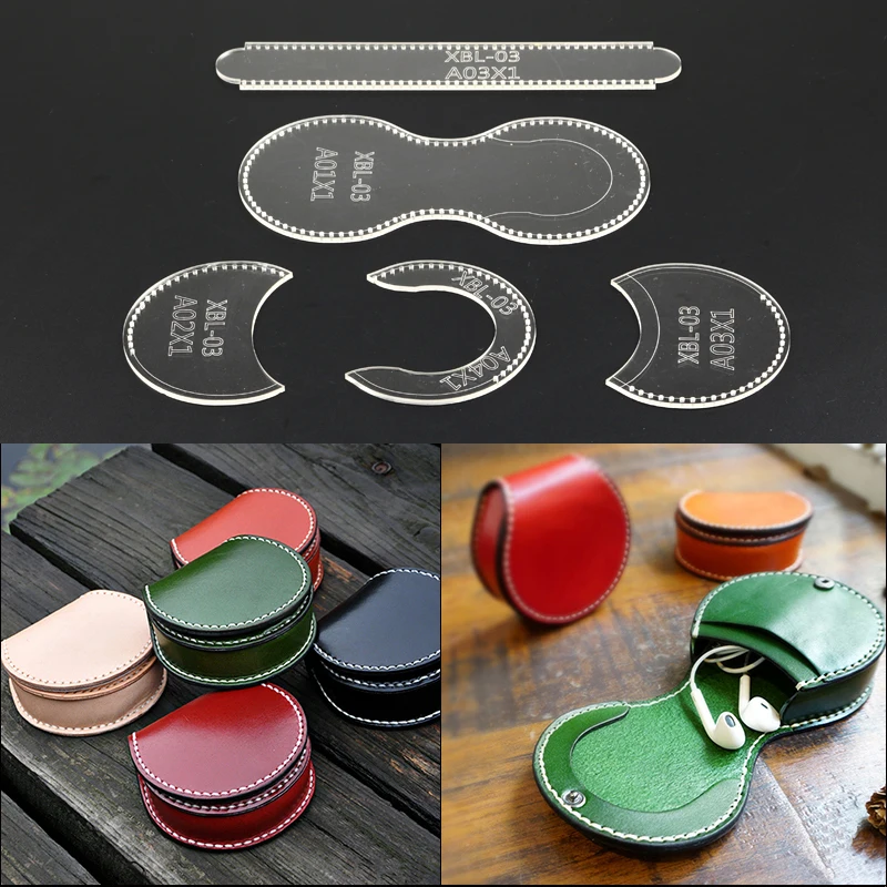 YOMDID Transparent Leder Handwerk Acryl Geldbörse Vintage Brieftasche Tasche Muster Schablone Vorlage outil pour le cuir Werkzeug DIY Set