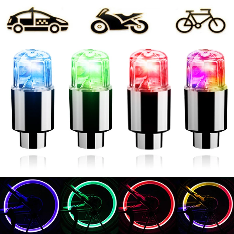 1/4 pièces bouchon de lumières de roue de voiture Auto lumière LED roue pneu pneu Valve d