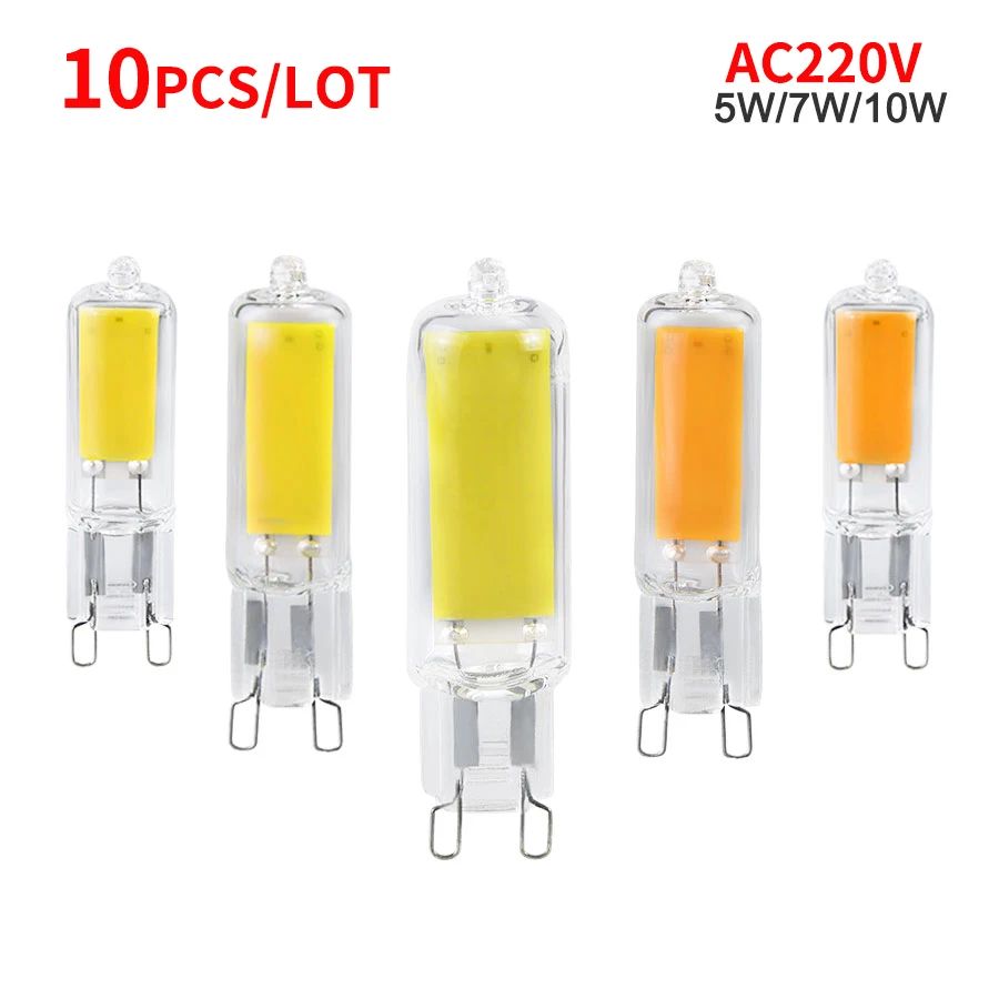 G9 LED-Glühbirne, 220 V, 5 W, 7 W, 10 W, COB-LED-Lampe, Glas, G9-Glühbirnen, ersetzen Halogenlampe, LED-Leuchten für Zuhause, Deckenleuchte, Kronleuchter