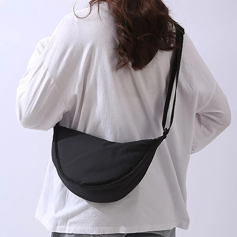 Borsa a tracolla portatile da donna in tinta unita Borse a tracolla imbottite in tessuto di nylon femminile semplice Borsa da viaggio Borse Borsa a tracolla