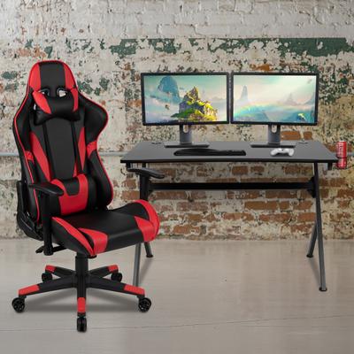 Gaming Bundle-Desk, Cup Holder/Headphone Hook & Reclining Chair