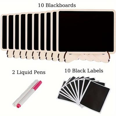 TEMU 22pcs/pack Mini Signs With Easel Stand, Small Rectangle Blackboard, Wood For Weddings, Birthday Parties, Message Board Signs And Event Decoration