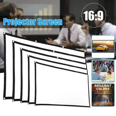 16:9 Portable Projector Screen Simple Projector Curtain 72/84/100/120/150 inch HD Display Screen