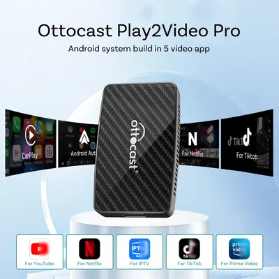 Ottocast Play2video Pro CarPlay TV Box Wireless Car Play Android Auto Car Intelligent Systems for