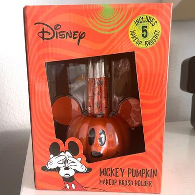 Disney Makeup | Disney Mickey Pumpkin Makeup Brush Holder + 5 Makeup Brushes | Color: Orange | Size: Os