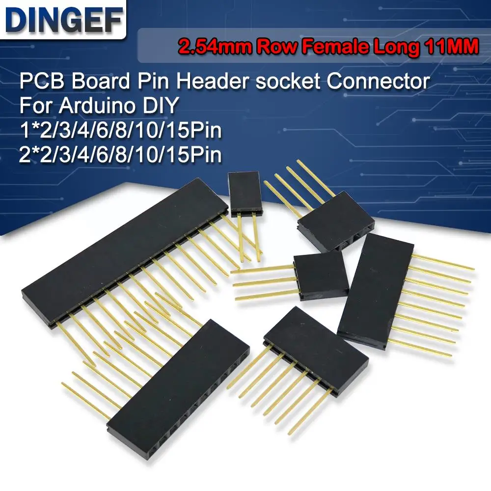 10PCS 2,54mm Stapelbare Lange Beine Weibliche pin lange 11MM Header Für Arduino Schild Stecker Buchse 2P 3P 4P 5P 6P 7P 8P 10P 20P Image