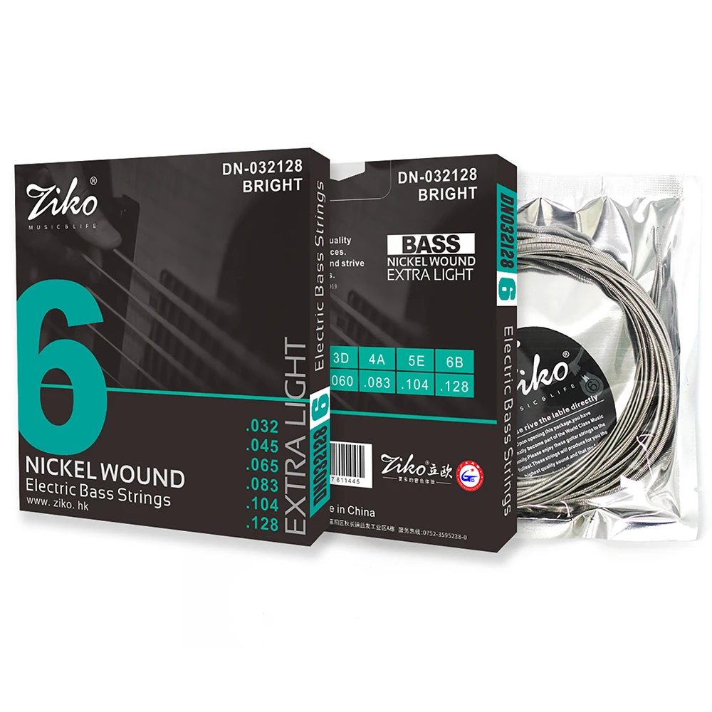 ZIKO Saiten für E-Gitarre, 6 Saiten, Nickel umsponnen, sechseckiger Legierungskern, E-Gitarre, Basssaite, Saiteile Image