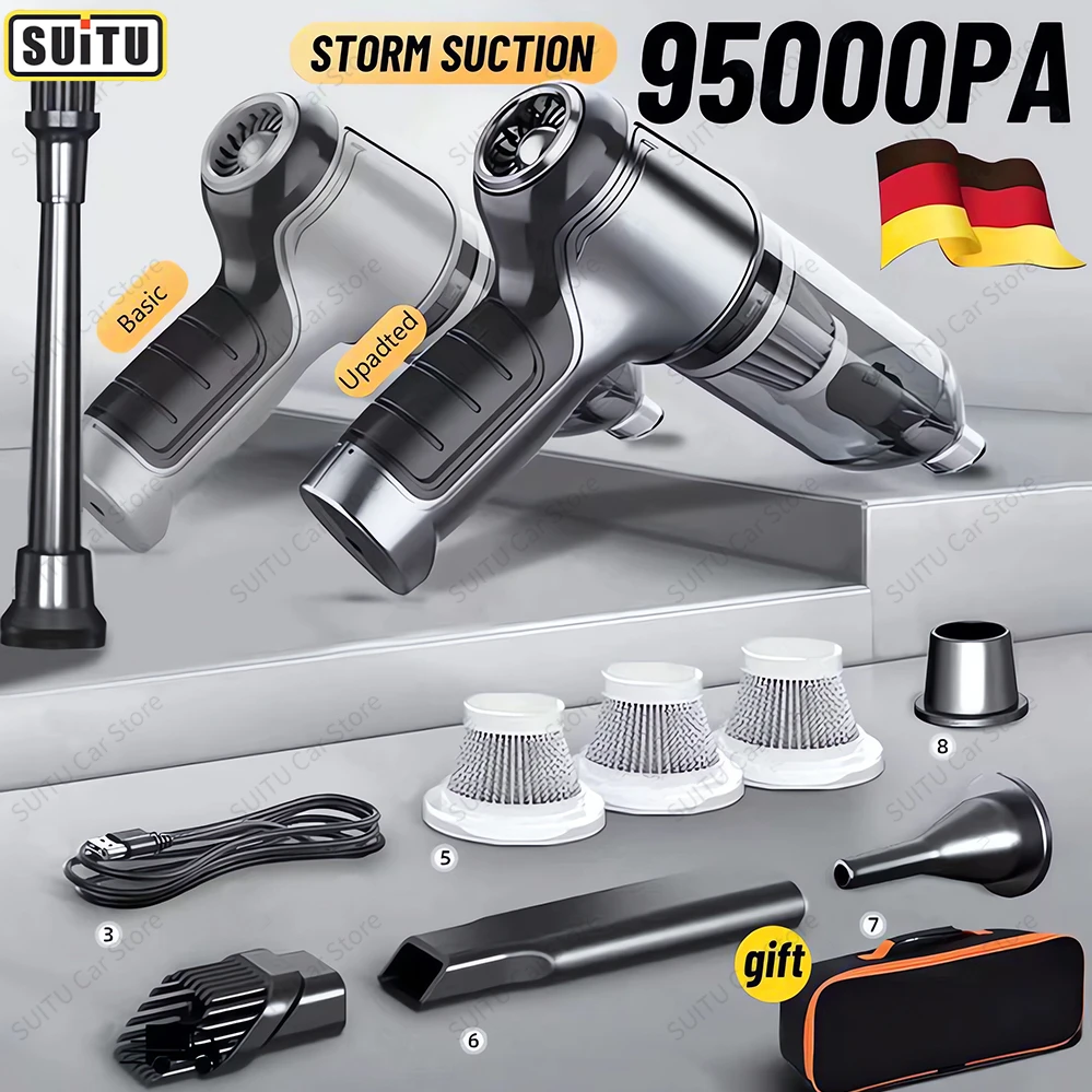 95000Pa Drahtlose Auto Staubsauger Starke Saug Handheld Auto Vakuum Hause & Auto Dual Verwenden Mini Staubsauger HomeAppliance Image