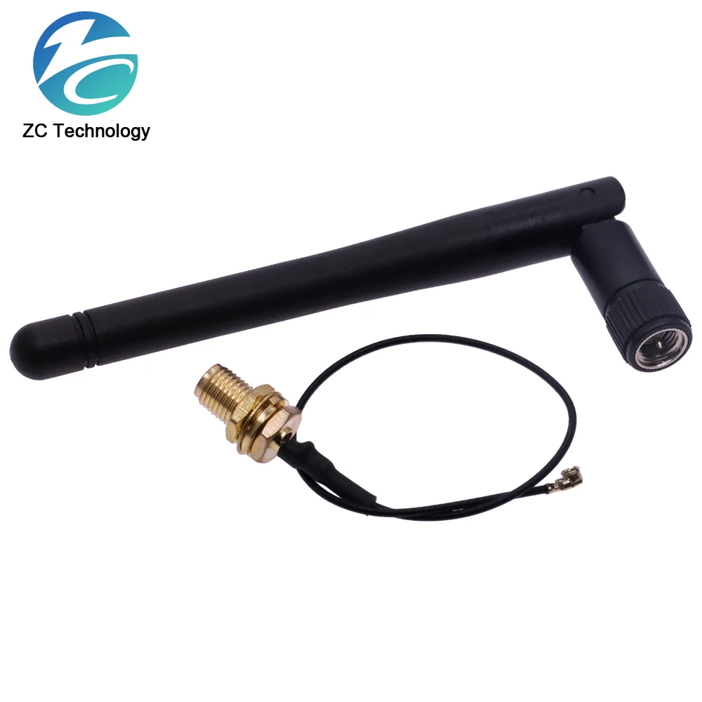 2,4 GHz 3dBi WiFi 2,4g Antenne Luft RP-SMA Männlichen wireless router + 17cm PCI U.FL IPX zu RP SMA Männlichen Zopf Kabel ESP8266 ESP32 Image