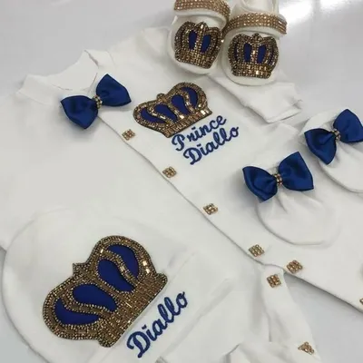Personalized Name Gift Set Lilax Take Me Home Layette Newborn Baby Sets Rhinestone Crown 0-3 Months Boy Girl Jumpsuit Clothing