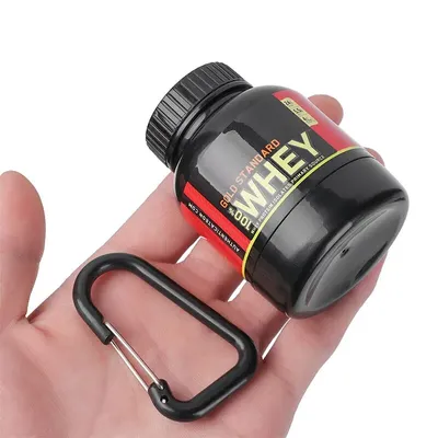 Portable Protein Powder Bottle Medicine Powder Bottle Carabiner Bucket Powder Box Mini Portable