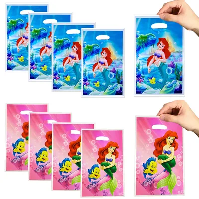 Mermaid Ariel Gift Bag Plastic Biscuit Candy Bag Mermaid Theme Party Bag Children's Birthday Party