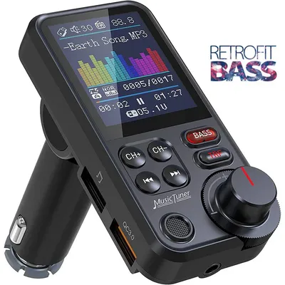 Bluetooth-compatible Car Wireless FM Transmitter Radio Adapter Fast Charging Treble Bass Sound Music