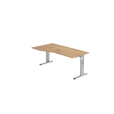 Hammerbacher-Schreibtisch C-Fuß 180x100/80cm Asteic/Silber-VOS18/R/S Image