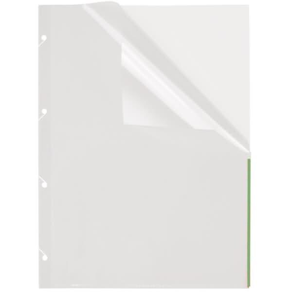 FolderSys Prospekthüllen A4 PP 4-fach gelocht mit Indexstreifen VE=50 Stück transparent/grün Image