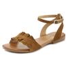 Sandale LASCANA "Sommerschuh", Damen, Gr. 44, braun (camelfarben), Obermaterial: 100% Ziegenleder. Futter: 100% Schweinsleder. Decksohle: 100% Rindsleder. Laufsohle: 100% Synthetik, unifarben, modisch, Schuhe Riemchensandale, Sandalette, Sommerschuh...