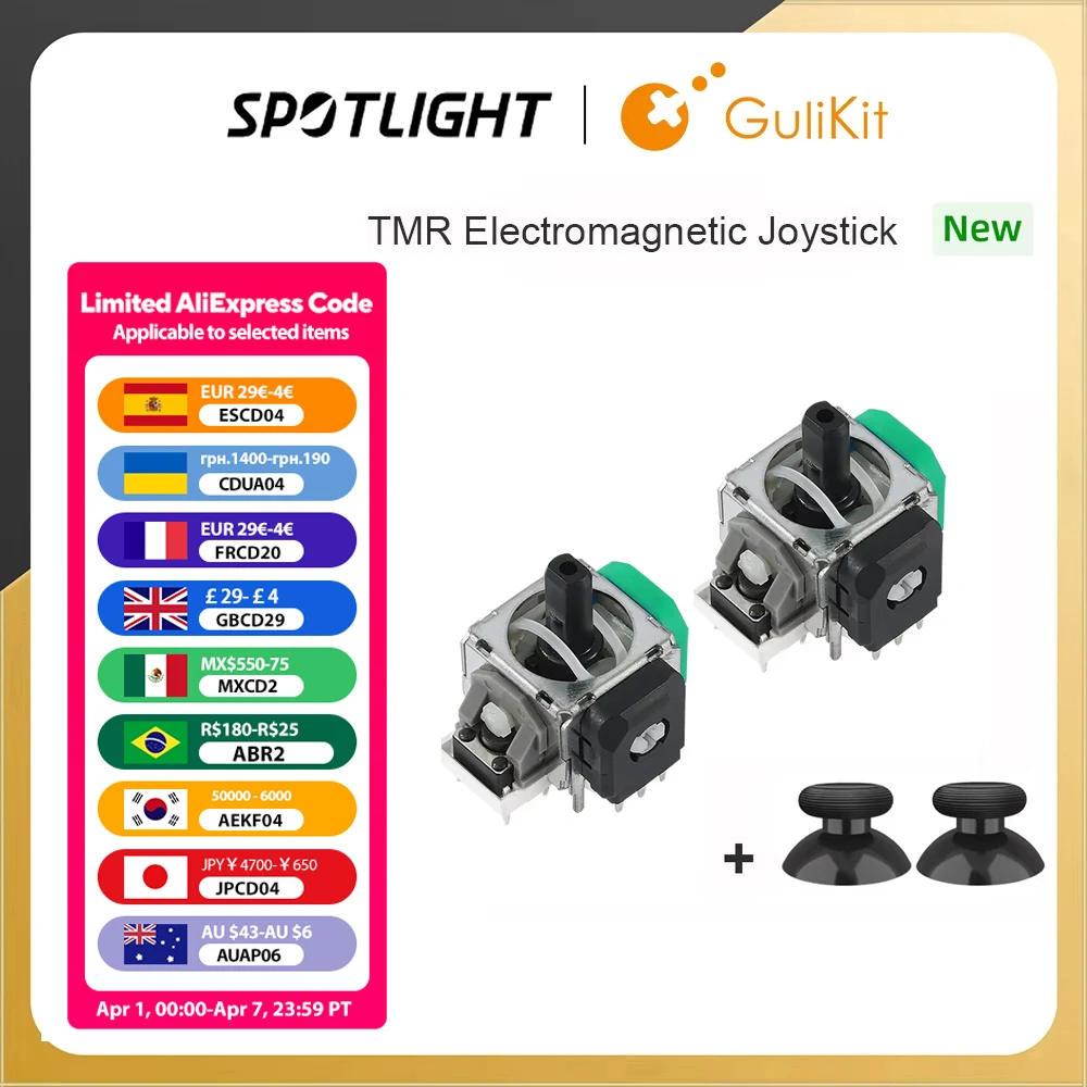 GuliKit TMR Joystick mit Stick Cap für PS4 PS5/PS5 Edge Gamepad für Switch Pro Xbox Series Controller Spiel Zubehör Reparatur Image