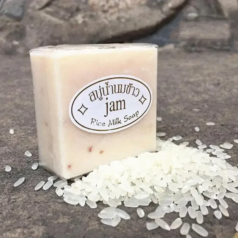 60g Thailand Jasmin Reis Handseife Vitamin handgemachte Kollagen Reis Milch Seife Bleichmittel Seife Haut Baden Image