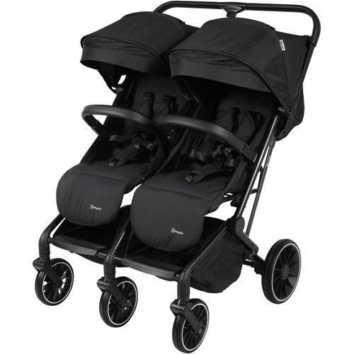 Zwillingsbuggy BABYGO ""Zwillingskinderwagen GOTwice"" schwarz Baby Kinderwagen mit drei schwenkbaren Vorderrädern