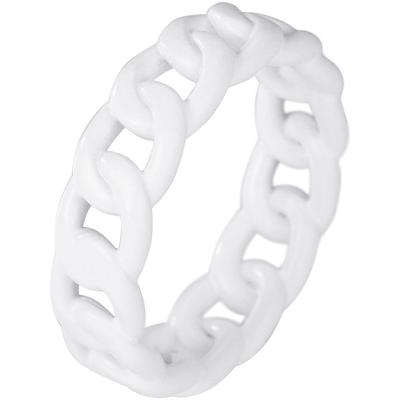 Fingerring FIRETTI "Schmuck Geschenk Edelstahl Ring Damenring Herrenring Panzerkette Color" Gr. 59, weiß, Fingerringe, Damen, 59, Edelstahl, 6,7mm Image