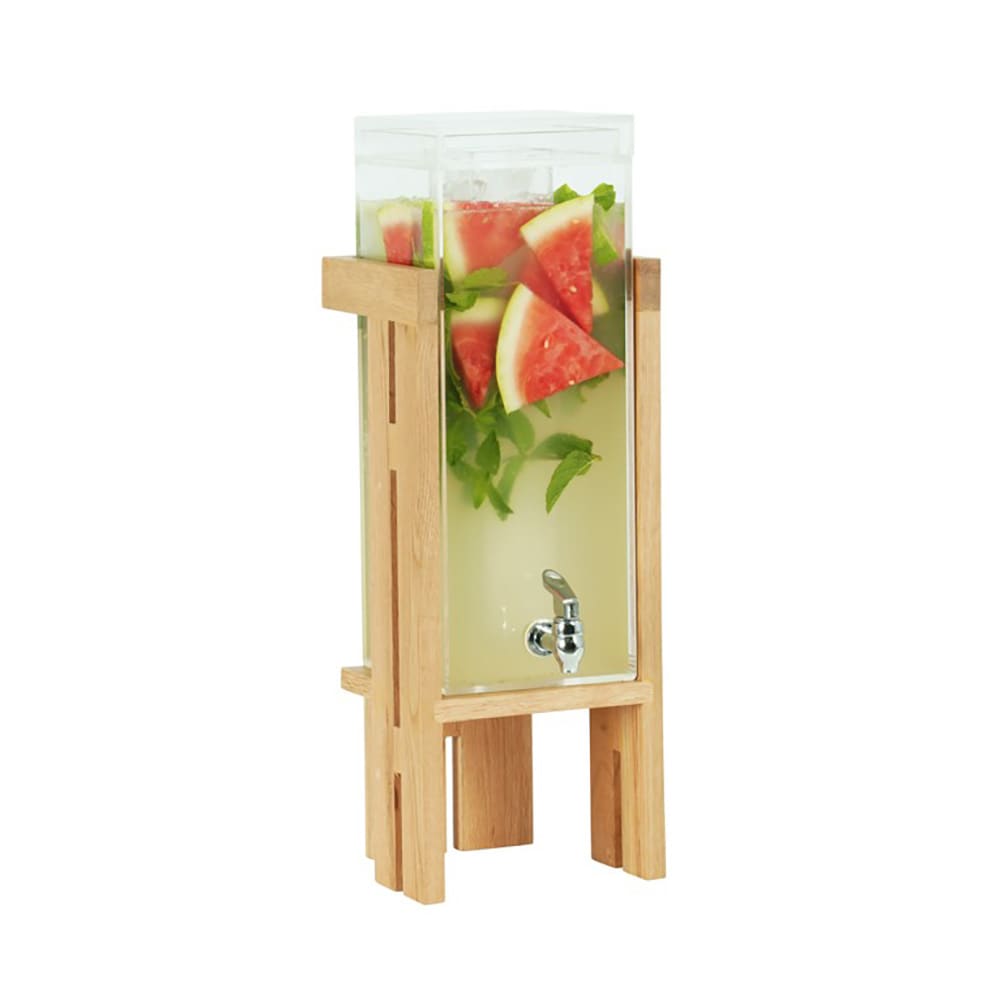Cal-Mil 23141-3-21 3 gal Beverage Dispenser w/ Ice Tube - Acrylic Container, Oak Base, Brown