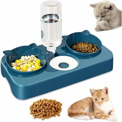 Ulisem - Erhöhter Doppelnapf für Katzen und Hunde, 3-in-1-Automatik-Wasser- und Futterspender für