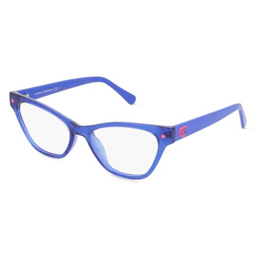 Chiara Ferragni CF 7019 Damen-Brille inkl. Gläser Vollrand Butterfly Kunststoff-Gestell 52mm/17mm/140mm, blau