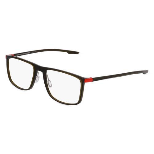 Porsche Design 8738 Unisex-Brille inkl. Gläser Vollrand Rechteckig Kunststoff-Gestell 56mm/19mm/145mm, grün