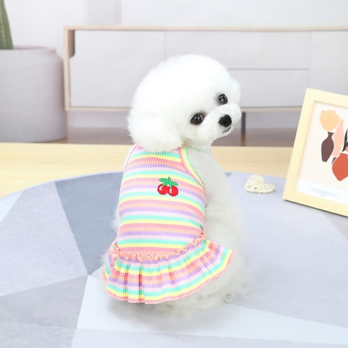 vestito da cane sunteelong vestiti colorati per cani a righe vestito estivo cucciolo di cane tutu abiti da principessa cani da compagnia cani da compagnia gonna cosume vestiti per cani di piccola