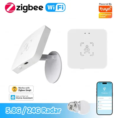 ZigBee Wifi MmWave Human Presence Motion Sensor With Luminance/Distance Detection 5.8G 24G Radar