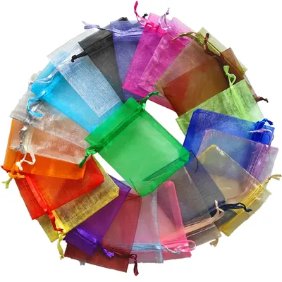 25/50/100pcs Organza Gift Bag Multicolor Drawstring Pouches For Candy Jewelry Bag Packing Wedding