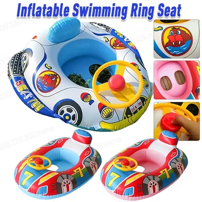 Inflatable Baby Swimming Rings Seat Floating Sun Shade Toddler Swim Circle Fun Pool Bathtub Summer